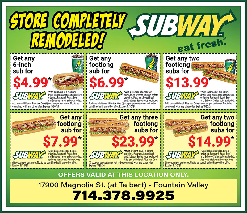 Subway Restaurants in Yakima are No Longer Taking National Coupons